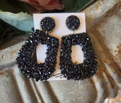 Black Beaded Earrings