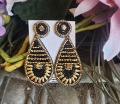 Black/Gold Beaded Earrings