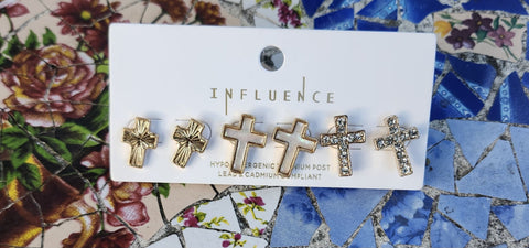Cross Stud Earring Set