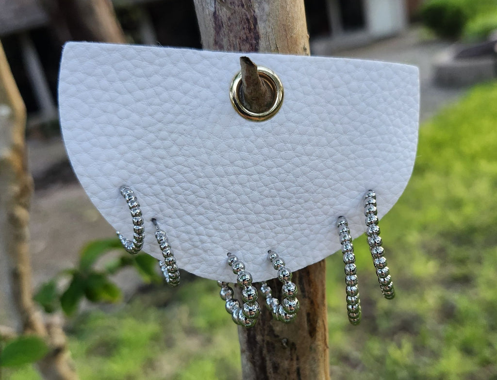 Beaded Silver Hoop Earring Set