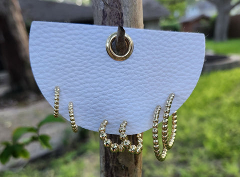 Beaded Gold Hoop Earring Set