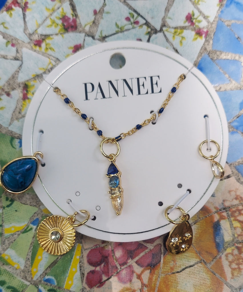 Rhinestone Drop Necklace With Matching Charms