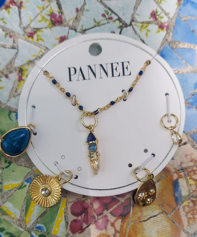 Rhinestone Drop Necklace With Matching Charms
