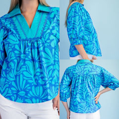 Printed 3/4 Length Sleeve Top