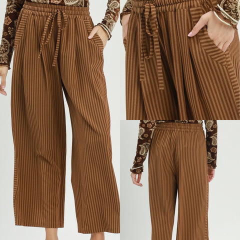 Stripe Wide Leg Pull-On Pants