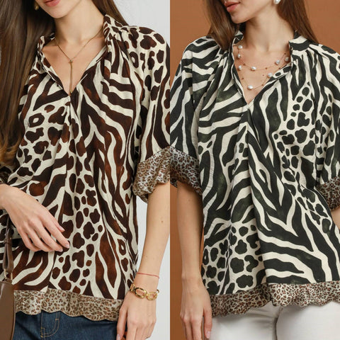 Mixed Animal Print Top