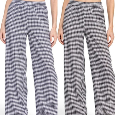 Gingham Pattern Wide Leg Pants