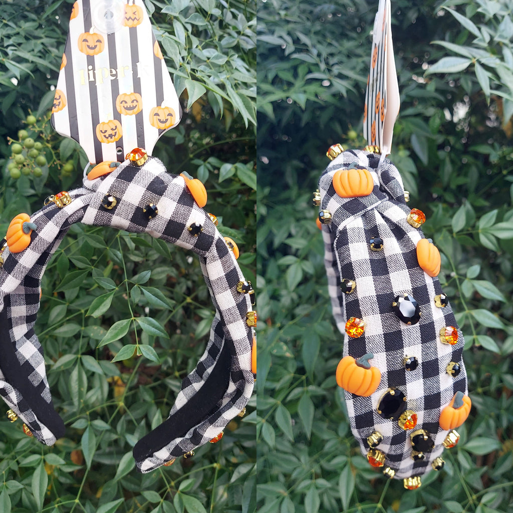 Plaid/Pumpkin Beaded/Knot Headband
