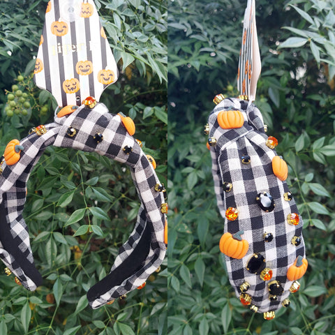Plaid/Pumpkin Beaded/Knot Headband