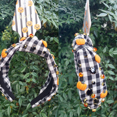 Plaid/Pumpkin Beaded/Knot Headband