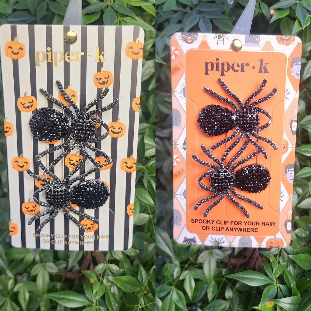 Halloween Rhinestone Spider Hair Barrettes
