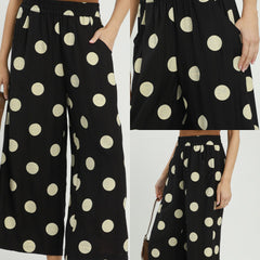 Polka Dot Wide Leg Crop Pants With Pockets