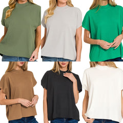 Solid Short Sleeve Boxy Sweater