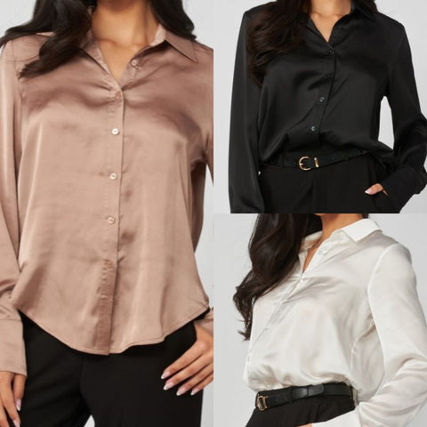 Satin Button-Up Top