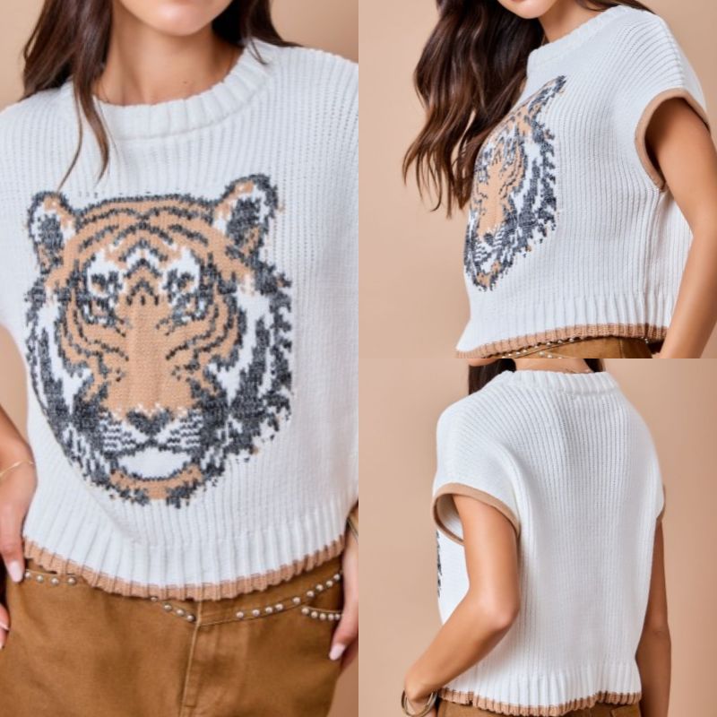 Tiger Sweater Vest Top
