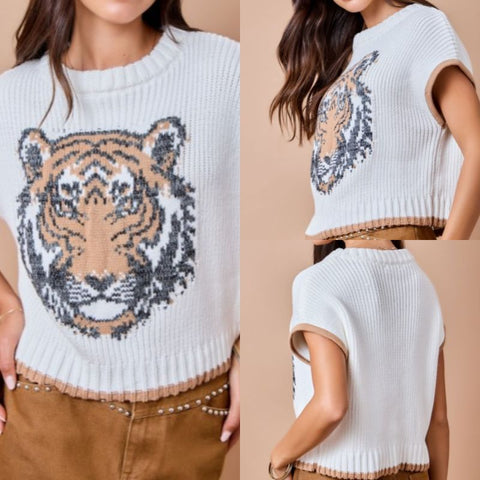 Tiger Sweater Vest Top
