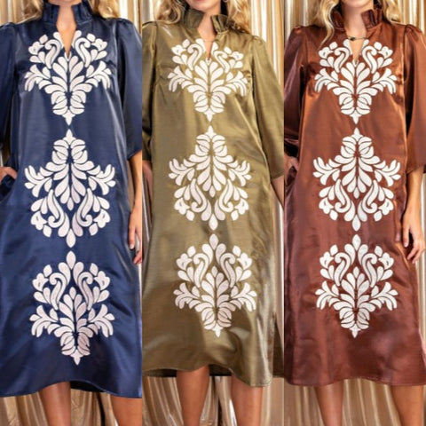 Shimmery V-Neck Midi Dress