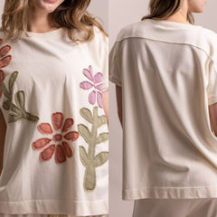 Flower Patchwork Short Sleeve Top
