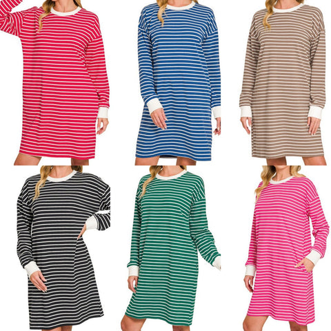 Striped Contrast T-Shirt Dress