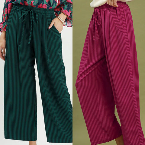 Stripe Wide Leg Pull-On Pants