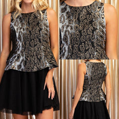 Leopard Print Peplum Dress With A Layered Tulle Skirt