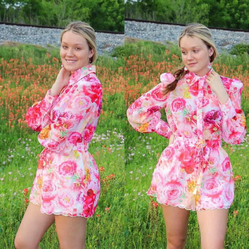 Floral Scalloped Romper